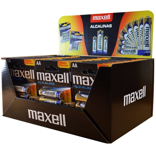 Maxell Alkaline LR6 AA 4-pack Display (30 blister packs /120 batteries) Slike