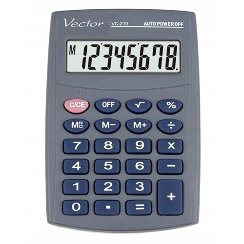VECTOR KAV VC-210III pocket calculator, 8 digits, 64x98.5 mm, grey Slike
