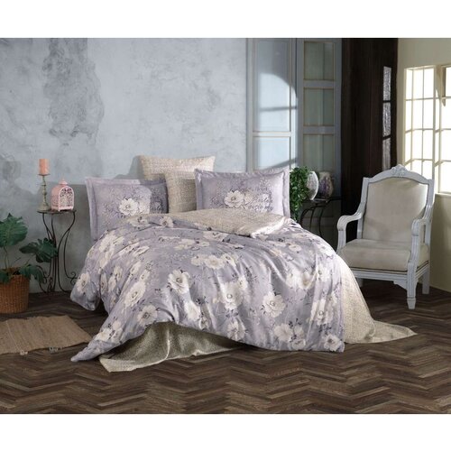  clarinda greywhitebeige tencel satin double quilt cover set Cene