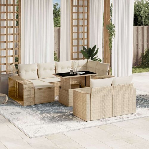 VidaXL 11-dijelni set vrtnih sofa od poliratana s jastucima bež Slike