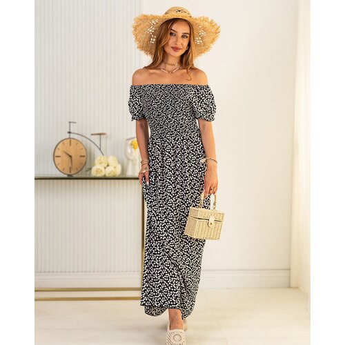 Resti Patterned black women's midi dress - Clothing Cene