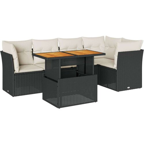 VidaXL 6-dijelni set vrtnih sofa s jastucima crni od poliratana Slike