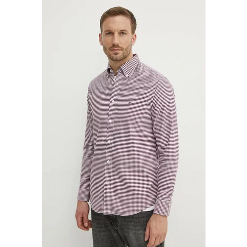 Tommy Hilfiger Bombažna srajca moška, vijolična barva, MW0MW36395