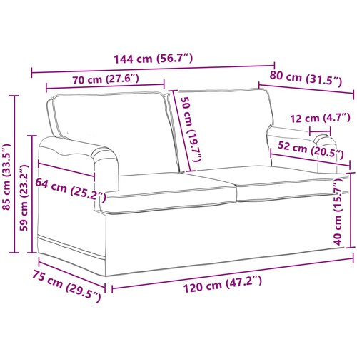  Set sofe 2 pcs Plava 144 x 80 x 85 cm tkanina Slike