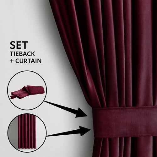 Restilo Bordo rdeča žametna zavesa za delno zatemnitev 140x270 cm Pleat &amp;ndash; Slike