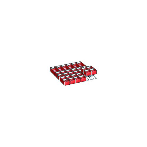LISTA Komplet razdelilnikov za predal z merami 459 x 459 mm, za majhne dele, 24 + 6 vstavnih posod, višina sprednjega dela 50 mm Cene