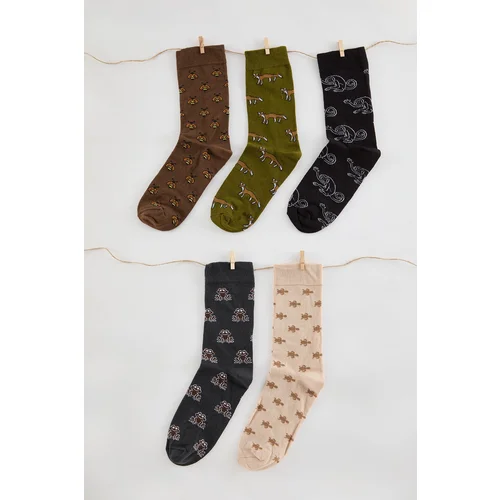 Trendyol Multi-Colored Unisex 5-Pack Cotton Patterned Sock-Long Socks