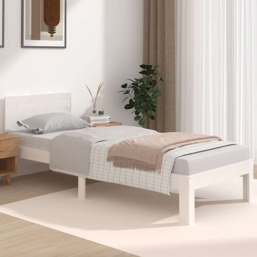  Posteljni okvir bel iz trdnega lesa 75x190 cm 2FT6, (20907017) Slike