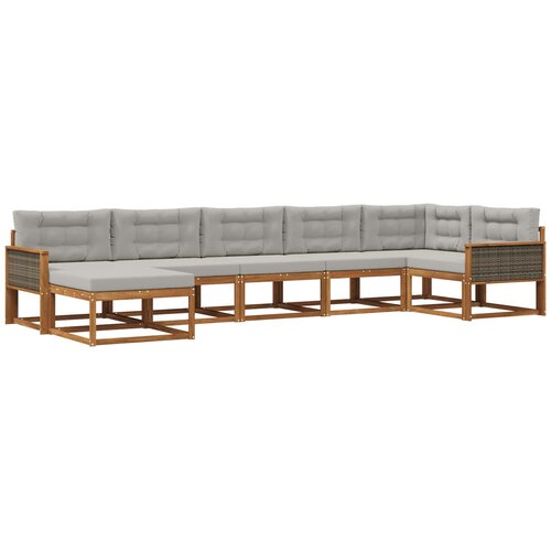vidaXL Zunanja garnitura za sedenje 7 pcs Naravna in svetlo siva, (5000281979) Cene