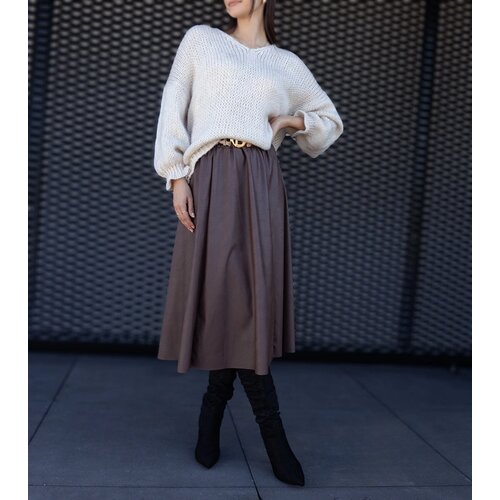 Gemre Brown long skirt decorated with an animal motif belt Hanie Cene