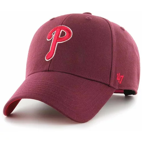 47 Brand Pamučna kapa sa šiltom MLB Philadelphia Phillies boja: bordo, s aplikacijom
