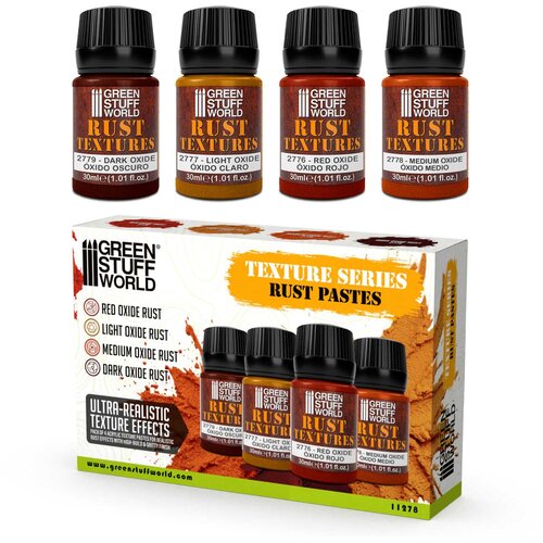 Green Stuff World Texture Series Set 30ml - Rust Textures (Pack x4) Slike