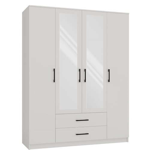 TOP E SHOP Stylish White Romana Wardrobe 160x205 cm with Mirror for Modern Bedrooms, (21738674) Cene