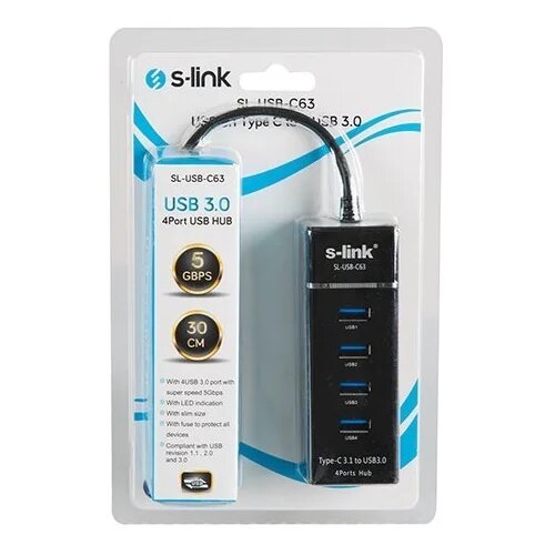 SLINK SL-USB-C63 Type-C na 4x USB3.0 HUB Cene