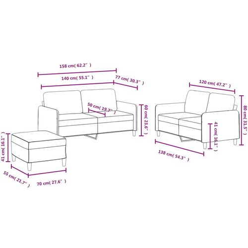  3-dijelni set sofa crni bar&amp;scaron;unasti Slike