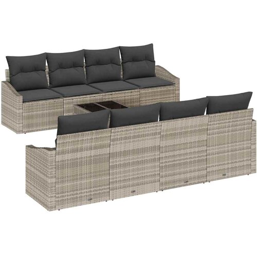  Set sofe s jastukom s jastukom 9 pcs Svijetlo siva poliratan Slike