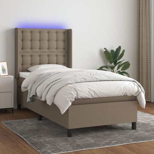  box spring s madracem LED smeđesivi 90x190 cm tkanina Cijene