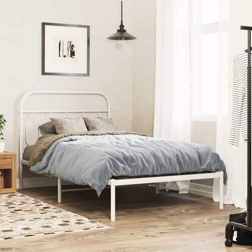 The Living Store Kovinski posteljni okvir z vzglavjem bel 107x203 cm - Posteljni Okvir, (21523753) Slike