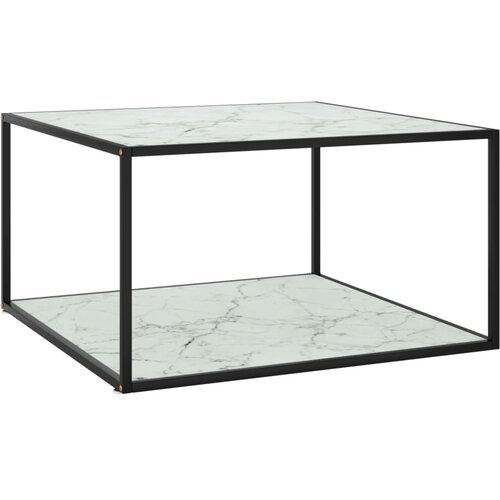  Stolić za kavu crni s bijelim mramornim staklom 90 x 90 x 50 cm Slike