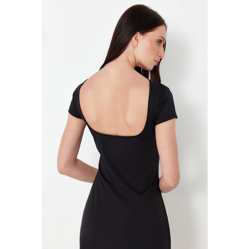 Trendyol Black More Sustainable A-line/Bell Form Stretchy Knitted Mini Dress Cene