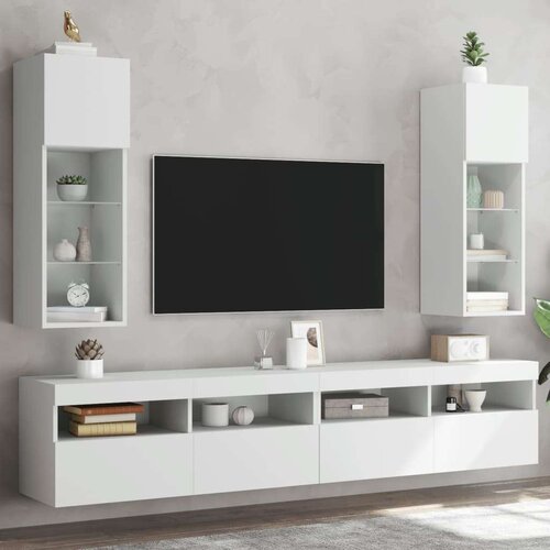 VidaXL TV ormarići s LED svjetlima 2 kom bijeli 30 5 x 30 x 90 cm Slike