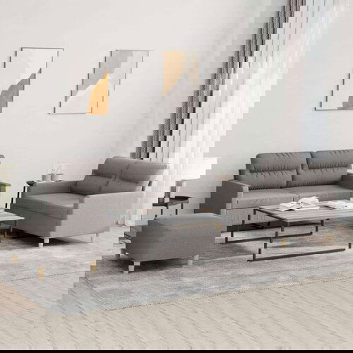  3-dijelni set sofa s jastucima smeđesivi od tkanine Cijene