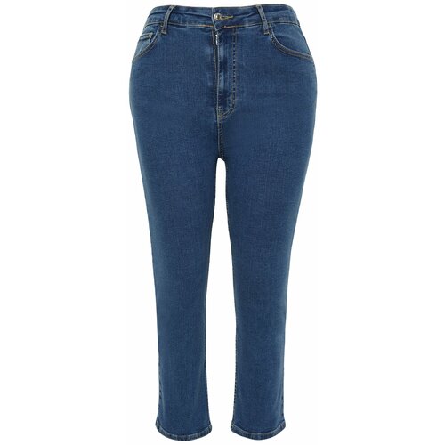Trendyol Curve Blue Short Length Stretchy Skinny Denim Jeans Cene