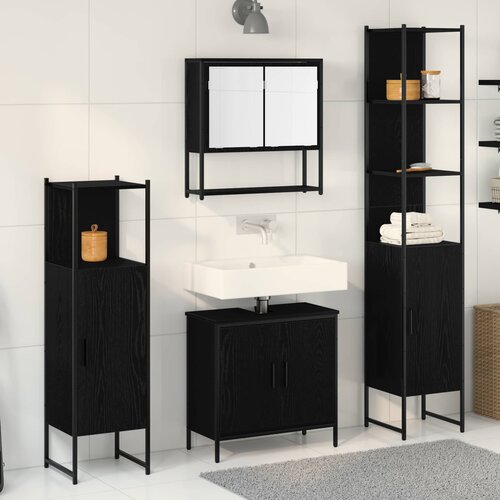  Set namještaja za kupaonicu 4 kom. Crna 33 x 33 x 185,5 cm Cene