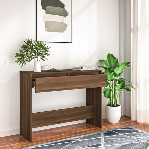 vidaXL Konzolni stol boja smeđeg hrasta 100 x 35 x 76,5 cm od iverice Cijene