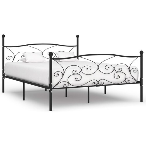  Posteljni okvir z letvenim dnom črn kovinski 200x200 cm Slike