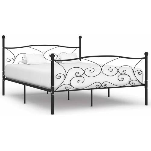  za krevet s podnicama crni metalni 200 x 200 cm