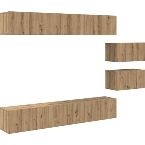  Set TV komoda Zidne s pohranom s vratima 8 pcs hrast artisan 60 x 30 x 30.5 cm Slike