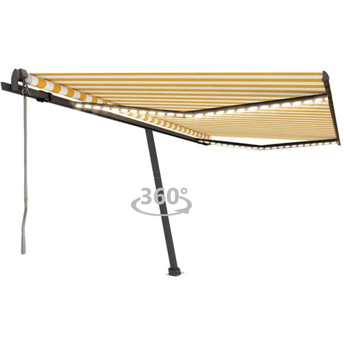 vidaXL avtomatska tenda led + senzor 400x350 cm rumena/bela Cene