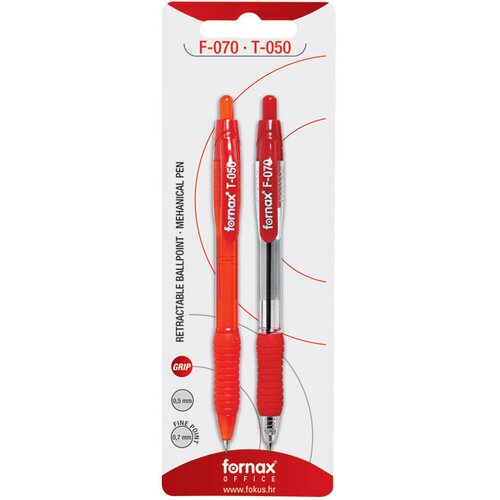  SET OLOVKA KEMIJSKA F-070 GRIP PLUS OLOVKA TEHNIČKA T-050 FORNAX SORTIRANO BLISTER!! Cene
