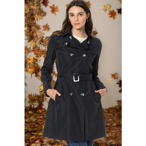 Dewberry Z6642 WOMEN'S TRENCH COAT-PLAIN NAVY BLUE Cene