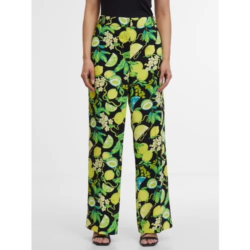 Orsay Black & Yellow Women's Patterned Trousers - Women's