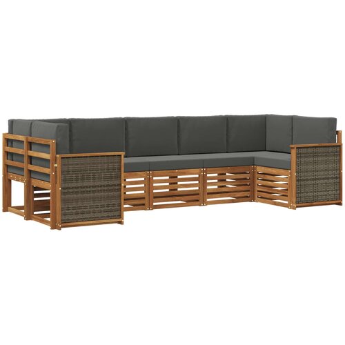  Set vanjskih sofa 6 kom. Prirodna i antracit Smeđa Slike