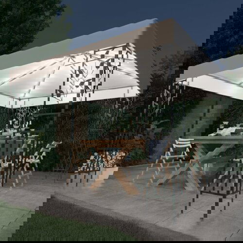 VidaXL Sjenica s LED svjetlosnim trakama 3 x 3 m bijela Slike