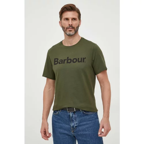 Barbour Pamučna majica boja: zelena, s tiskom