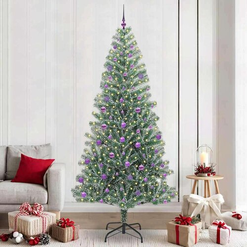 vidaXL Umjetno Božićno Drvo s Snježnim Flokom i LED Svjetlom 240 cm Cene