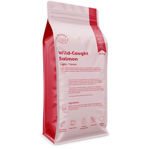 Buddy Pet Foods Wild-Caught Salmon - hrana za starije i manje aktivne pse sa lososom (2kg, 12kg) 12kg Slike