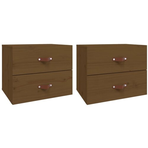 Maison Chic Stenski Dvo delni komplet Nočne omarice - Nočne mize medeno rjava 50x36x40 cm, (21687088) Slike