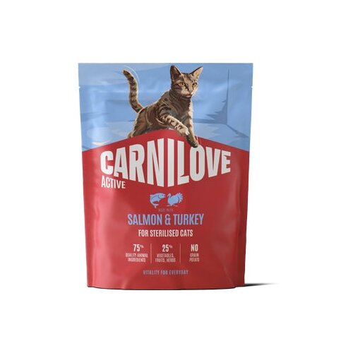 Carnilove Cat Active Adult Sterilised, briketi - losos in puran 400 g Cene