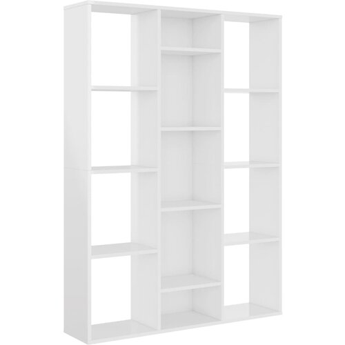 Maison Chic Knjižna omara - Knjižni regal visok sijaj bela 100x24x140 cm iverna plo&amp;scaron;ča, (21724865) Slike