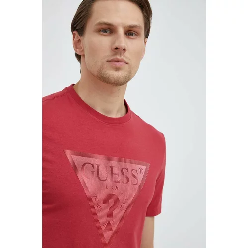 Guess Kratka majica moški, rdeča barva