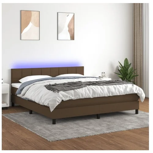 vidaXL Krevet box spring s madracem LED tamnosmeđi 160x200 cm tkanina