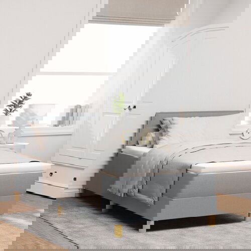 VidaXL Postelja s &amp;scaron;katlo in blazino Svetlo siva 100x200 cm Tkanina Slike