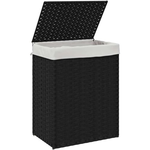 VidaXL Ko&amp;scaron;ara za rublje s poklopcem crna 46 x 33 x 60 cm od poliratana Slike