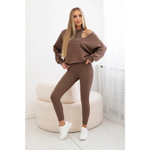 Kesi 3-piece set sweatshirt + top + mocca leggings Cene