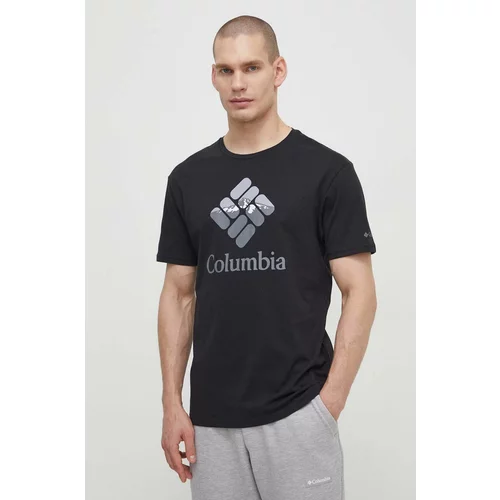 Columbia Bombažna kratka majica črna barva